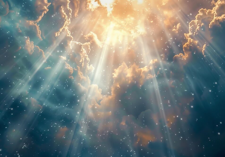 Divine light and love blessing the world with gods grace and spiritual illumination